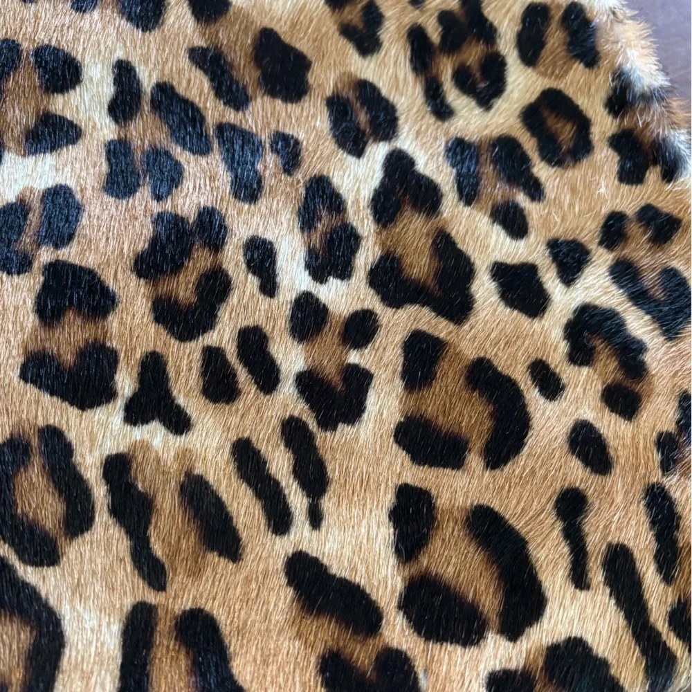 Banana Republic calf hair animal print and leather large zippered pouch - Picture 3 of 7